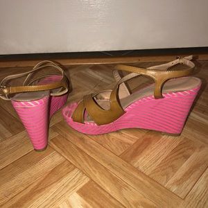 3/$15 Tommy Hilfiger Pink Striped Wedges Heel